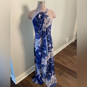 Mark + James by Badgley Mischka floral print drape front maxi dress size 2